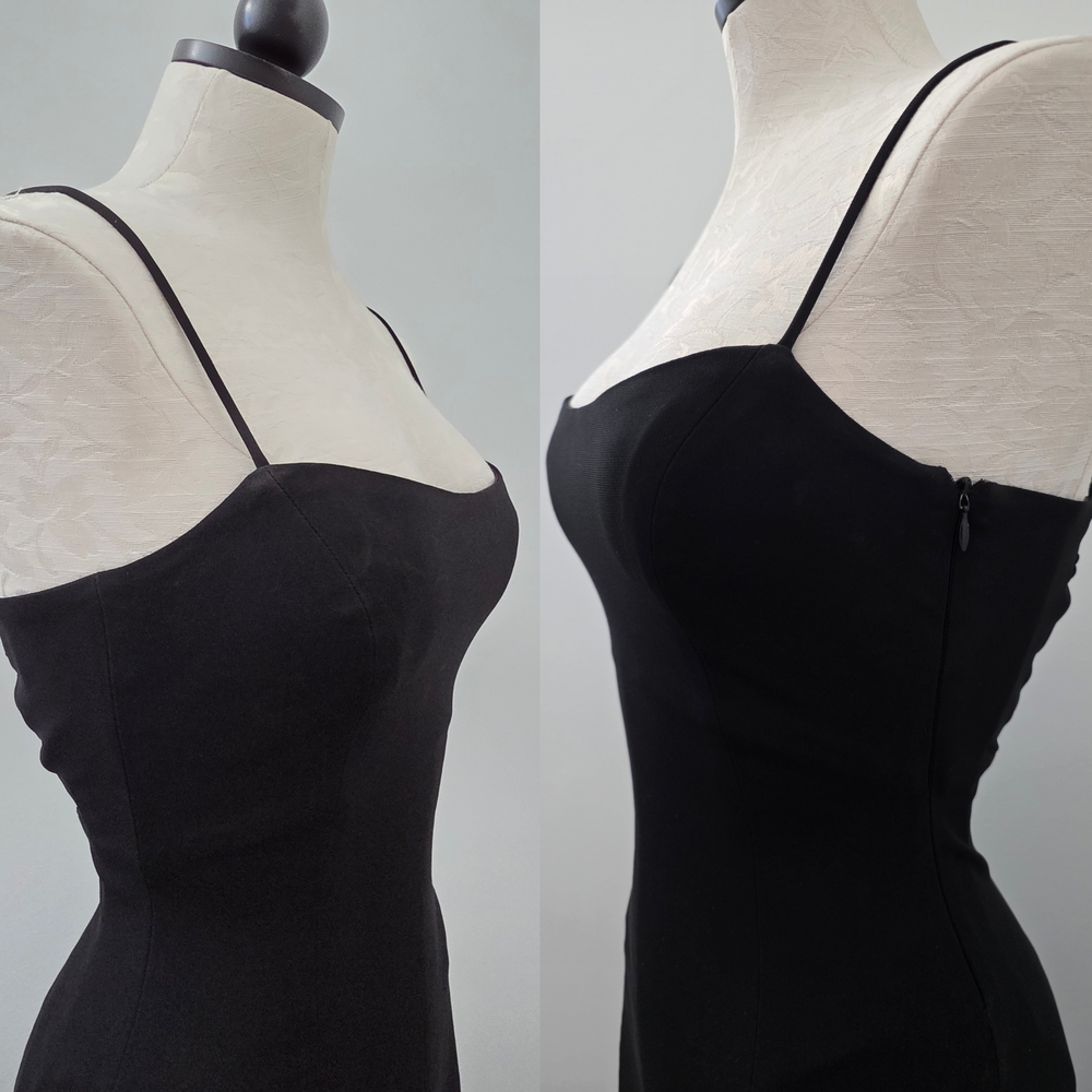 Vintage Gold Label Caché Black Corset Back Maxi Dress 90s Whimsigoth Sirencore P - Picture 5 of 7